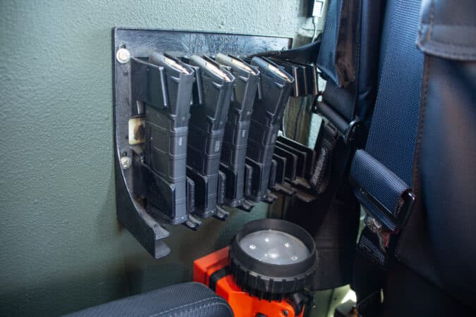 Mag Storage Solutions racks adorn the interior along with Streamlight portable flashlights.